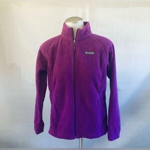 LG Columbia zip up fleece jacket great winter sweatshirt in a fun purple color
